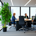 Sustainable Business Consulting**

"A professional environmental consultant, fully clothed in a modest business outfit, meeting with business owners in a modern office. Focus on teamwork and sustainability. The office has green plants and recycling bins. Appropriate attire, professional setting, safe for work, perfect anatomy, natural proportions, well-formed hands, family-friendly."

**