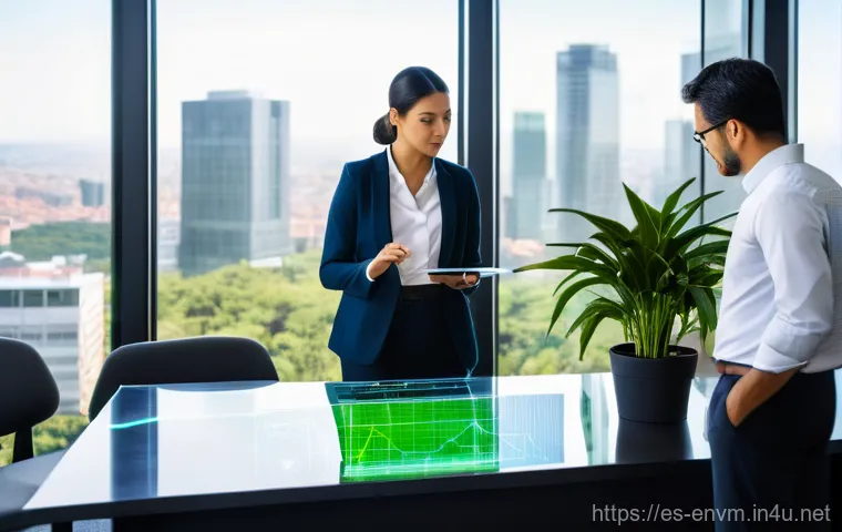 환경관리사 자격증으로 글로벌 진출 - **Prompt:** A diverse team of environmental consultants, dressed in professional business casual att...