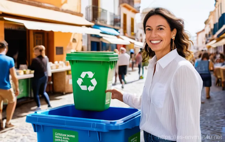 환경관리사와 친환경 인증 마크 - **Prompt:** A bustling, vibrant outdoor music festival in a sunny Spanish coastal town. In the foreg...