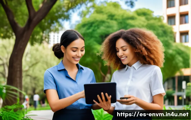 환경관리사 직업에서 요구되는 소양 - A diverse team of environmental professionals collaborating outdoors in a vibrant Latin American urb...