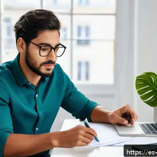 환경관리사 시험 후 결과 확인 방법 - A young Hispanic professional sitting at a modern desk in a bright home office, focused on a laptop ...