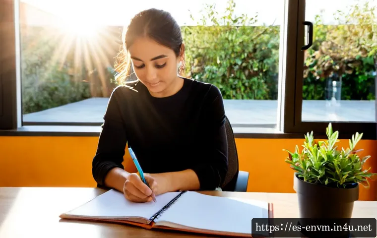 환경관리사 시험 후 합격 후 계획 세우기 - Photorealistic Spanish-speaking environmental management graduate at a bright home office desk, crea...